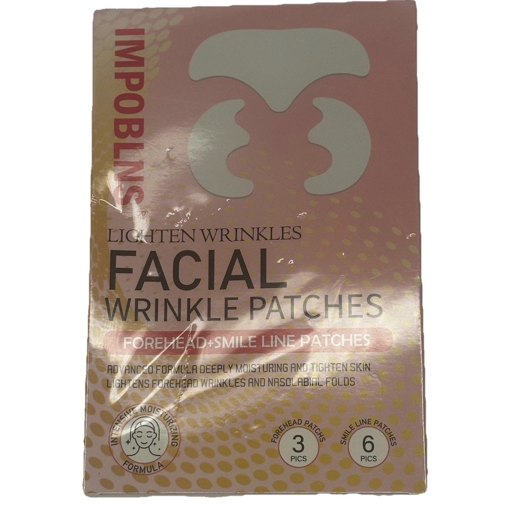 IMPOBLNS Facial Wrinkle Patches Forehead and Smile Line 9 Count Anti-Aging NEW